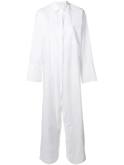 Mm6 Maison Margiela Cotton Poplin Jumpsuit In White