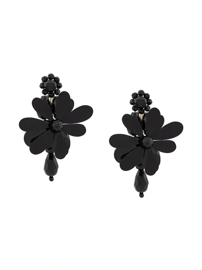 Simone Rocha Abstract Floral Earrings - 黑色 In Black