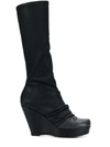 RICK OWENS RICK OWENS DRAPED SOCK WEDGE BOOTS - 黑色