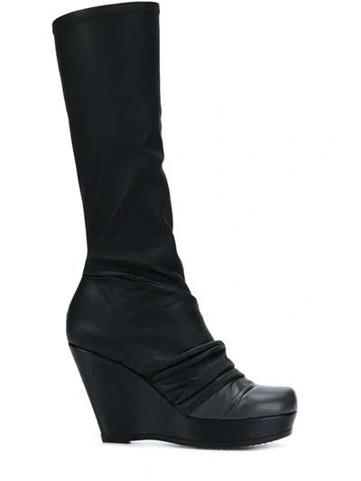 Rick Owens Draped Sock Wedge Boots In Black