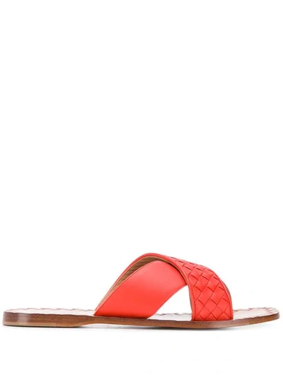 Bottega Veneta Intrecciato Slip-on Sandals - 红色 In Red
