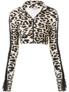 PACO RABANNE LEOPARD PRINT CROPPED TRACK TOP