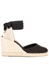 Castaã±er Black Canvas Carina Wedges