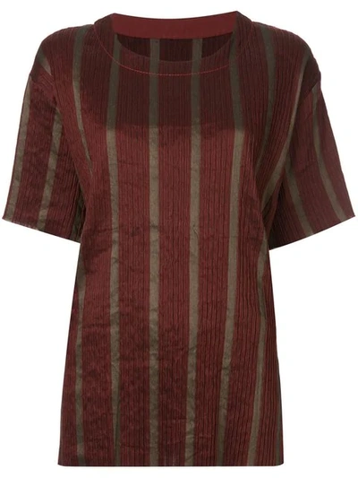 Uma Wang Striped Short-sleeve Top In Red