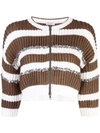 BRUNELLO CUCINELLI STRIPED ZIP CARDIGAN