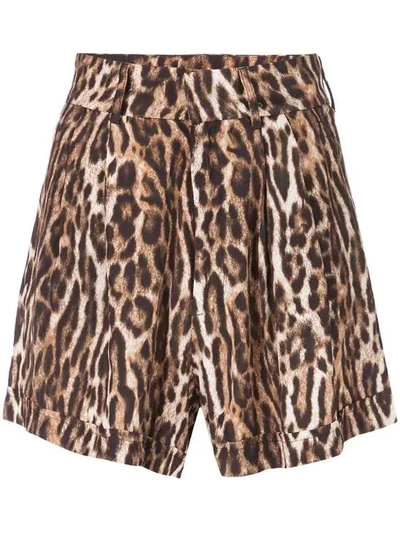 R13 Pleated High-rise Leopard-print Shorts