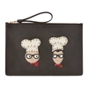 DOLCE & GABBANA DOLCE AND GABBANA BLACK DG FAMILY CHEF POUCH