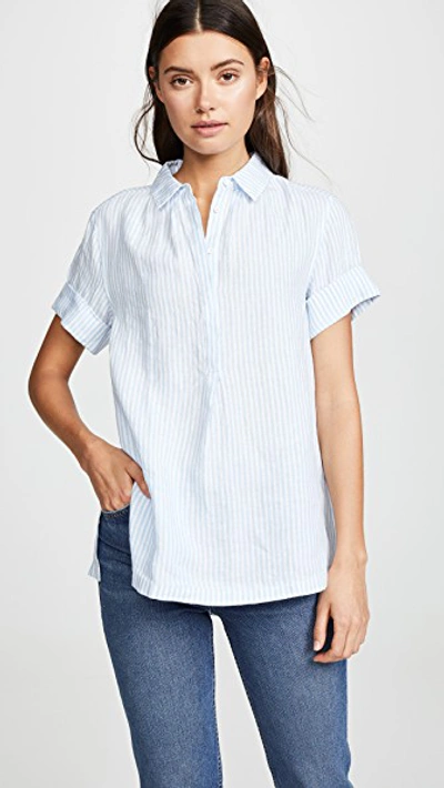 Ayr The Burst Linen Shirt In Blue/white Stripe