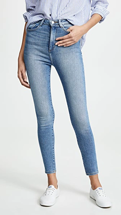 Dl1961 Florence Cropped Faded Mid-rise Skinny Jeans In Multi