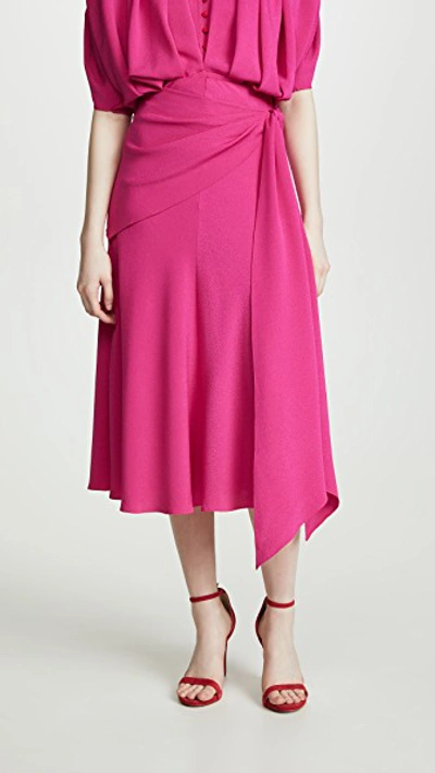 Anna October Tie Waist Midi Skirt In Fuschia