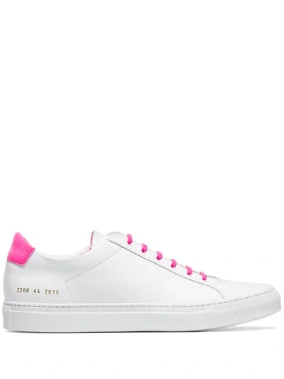 Common Projects White Retro Contrasting Laces Low-top Leather Sneakers - 白色 In White,fuchsia