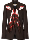 BURBERRY SILK SCARF DETAIL WOOL TAILORED JACKET