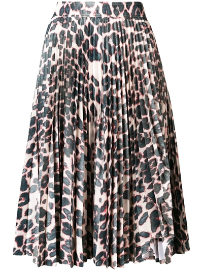 Calvin Klein Leopard Print Pleated Skirt - 大地色 In Neutrals