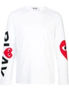 Comme Des Garçons Play Long-sleeved T-shirt With Logo Print In White