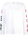 Comme Des Garçons Play Comme Des Garcons Play White Big Logo Hearts Long Sleeve T-shirt In White