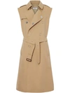 BURBERRY Sleeveless Cotton Gabardine Trench Coat