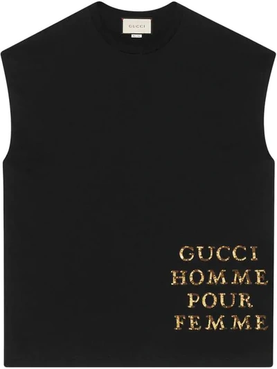 Gucci 超大款贴花t恤 - 黑色 In Black