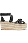 LOEWE LEATHER ESPADRILLE WEDGE SANDALS