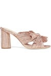 LOEFFLER RANDALL PENNY BOW-EMBELLISHED PLISSÉ-LAMÉ MULES