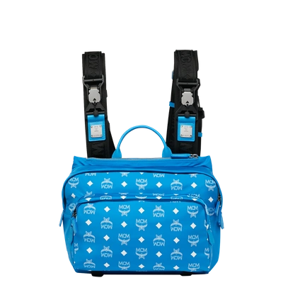 Mcm Luft Twin Chest Rig In White Logo Nylon In Blue | T. Blue