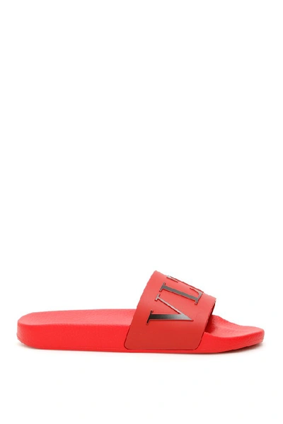 Valentino Garavani Vltn Logo Pvc Slide Sandals In Red