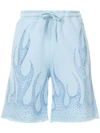 FILLES À PAPA FLAME-PATTERN RHINESTONE-EMBELLISHED SHORTS