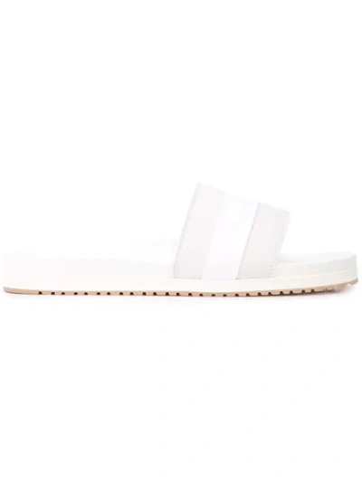 Buscemi Logo-embossed Leather Slides In White