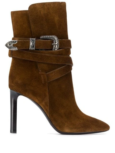 Saint Laurent Mica Western Ankle Boots In Suede In 2330 -land