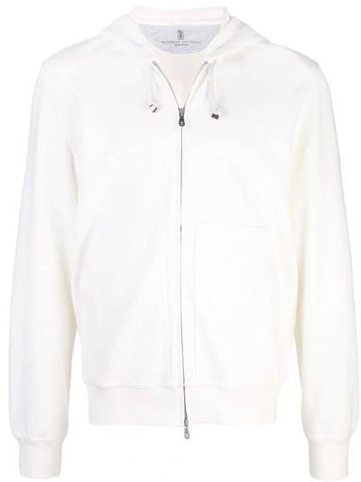 Brunello Cucinelli Hooded Zip-up Jacket In C7220 Off White