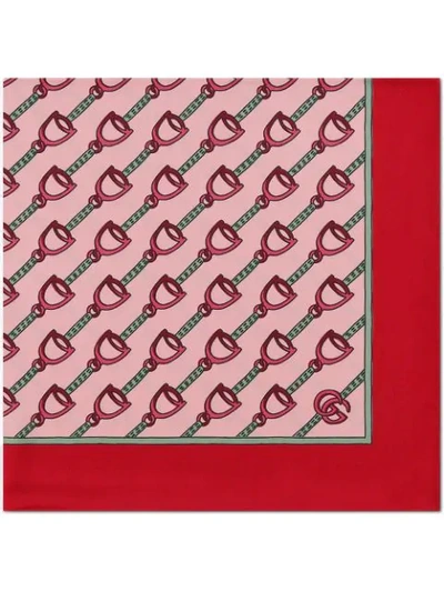 Gucci Scarf With Stirrups Print - 粉色 In Pink