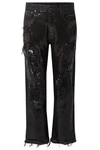 R13 DISTRESSED SEQUIN-EMBELLISHED MID-RISE JEANS