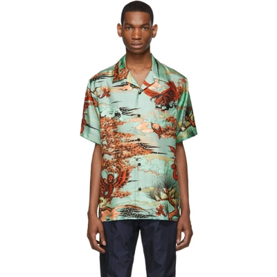Givenchy Underwater Print Silk Camp Shirt In Multi