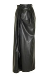 A.W.A.K.E. PIRT WRAP-EFFECT PLEATED FAUX LEATHER SKIRT,AW19 S03