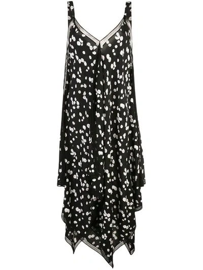 Jason Wu Grey Spring Daisy-print V-neck Sleeveless Handkerchief Dress In Black Multi