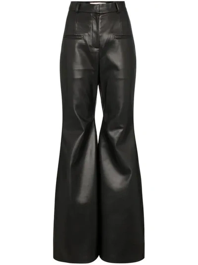 Aleksandre Akhalkatsishvili High-waisted Flared Leather Trousers - 黑色 In Black