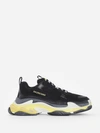 Balenciaga Men's Triple S Mesh & Leather Sneakers, Black/yellow In Multicolor