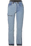 VETEMENTS REWORKED DISTRESSED HIGH-RISE SLIM-LEG JEANS