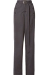 SIES MARJAN ANOUK BELTED PANELED PINSTRIPED TWILL STRAIGHT-LEG trousers