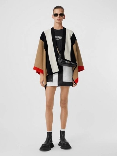 Burberry Cape Striped Wool-blend Wrap In Multicolour