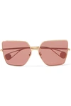 GUCCI Square-frame gold-tone sunglasses