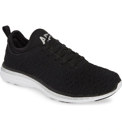 Apl Athletic Propulsion Labs Techloom Wave Ribbed Knit Sneakers In Black White