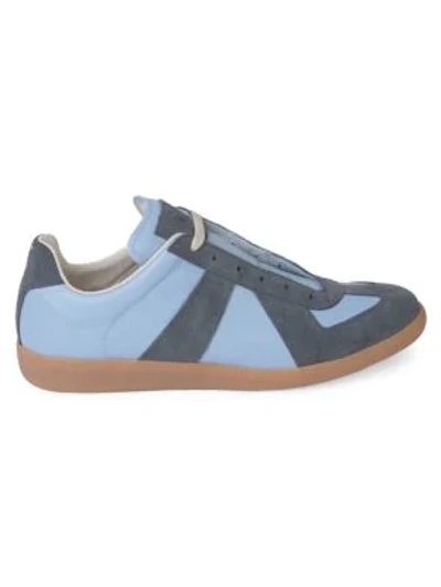 Maison Margiela Replica Two-tone Leather Low-top Sneakers In Blue