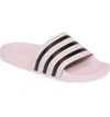 Adidas Originals Women's Adilette Striped Slide Sandals In Clear Pink/ Core Black
