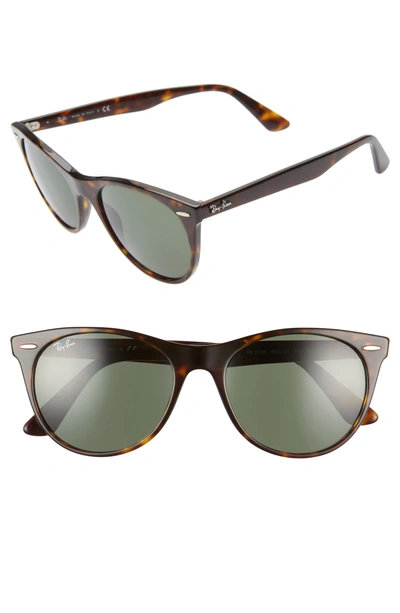 Ray Ban 55mm Round Wayfarer Sunglasses - Havana Solid In Green Classic G-15