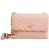 TORY BURCH KIRA CHEVRON QUILTED LEATHER SHOULDER BAG - PINK,53102