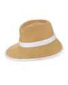 Eric Javits Fedora Cap In Peanut/white