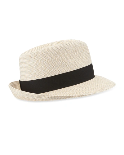 Eric Javits 'classic' Squishee Packable Fedora Sun Hat - Ivory In Cream/black