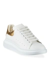 Alexander Mcqueen Gold Foil Embellished Chunky Leather Sneakers In White/gold