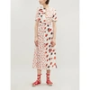 Self-portrait Paneled Floral-print Satin-jacquard Midi Dress In Cream