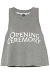 OPENING CEREMONY OPENING CEREMONY WOMAN TORCH CROPPED PRINTED COTTON-JERSEY TANK GRAY,3074457345620121233